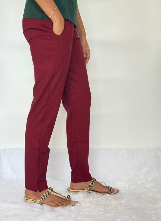 Liva certified Women’s Lycra stretch pants  Maroon