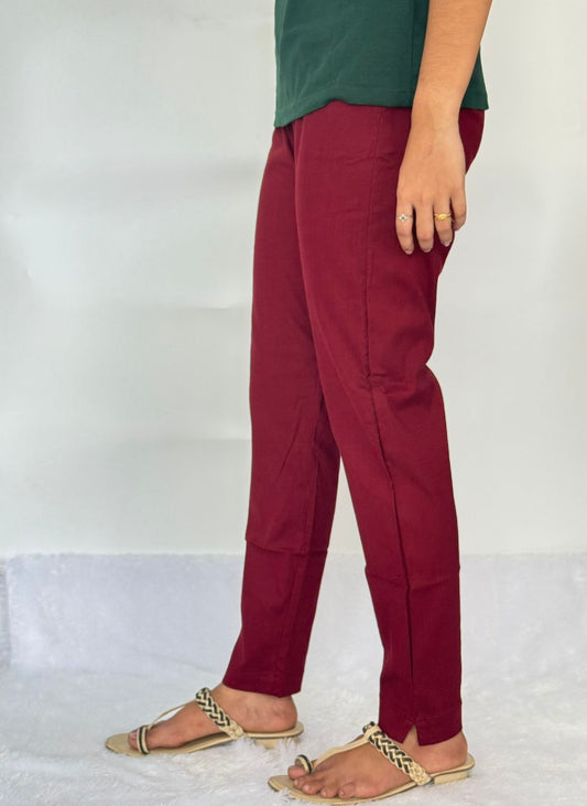 Liva certified Women’s Lycra stretch pants  Maroon