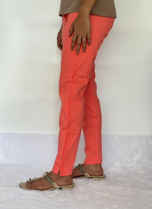 Liva certified Women’s Lycra stretch pants  Peach