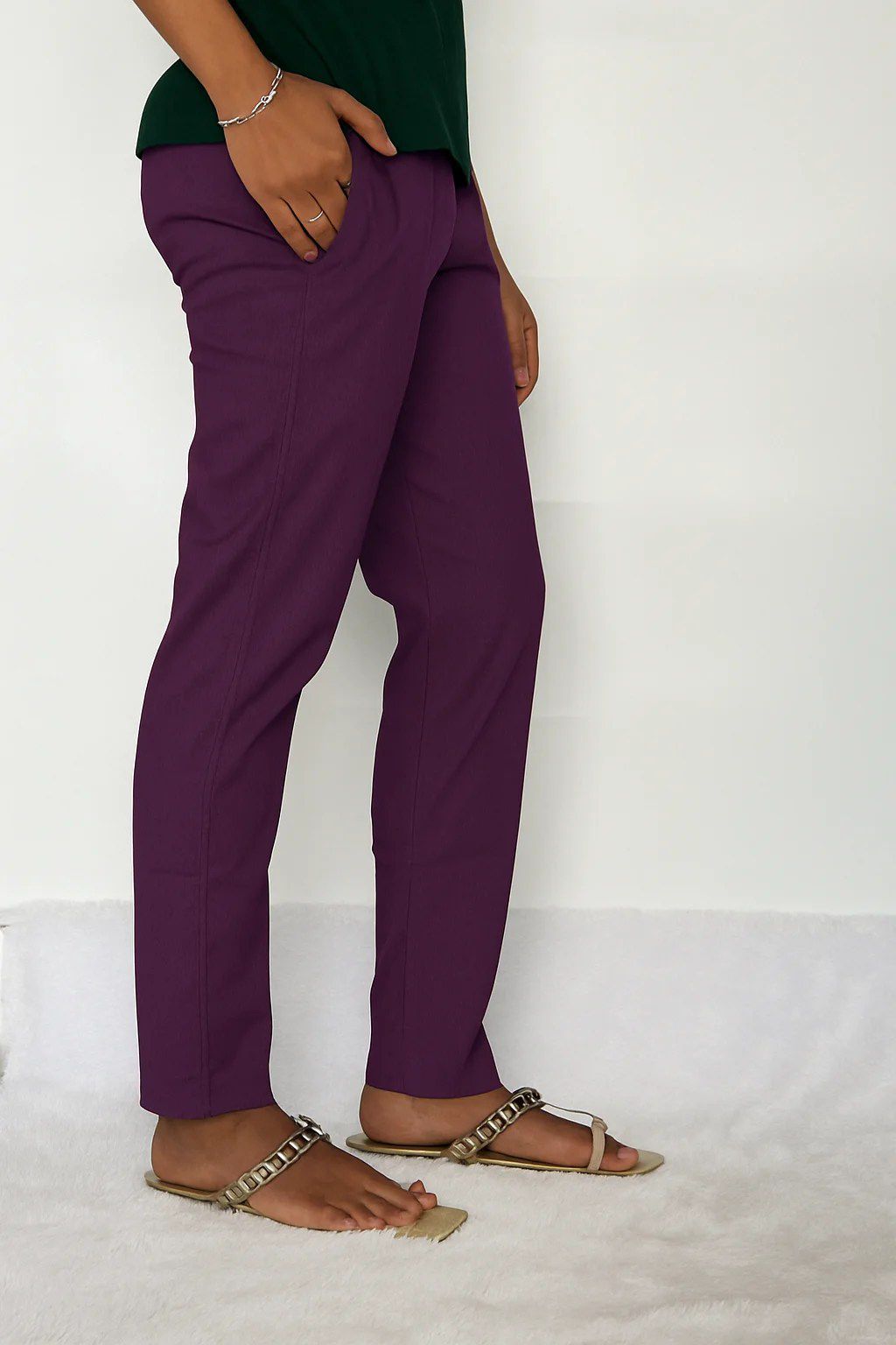 Liva certified Women’s Lycra stretch pants Purple