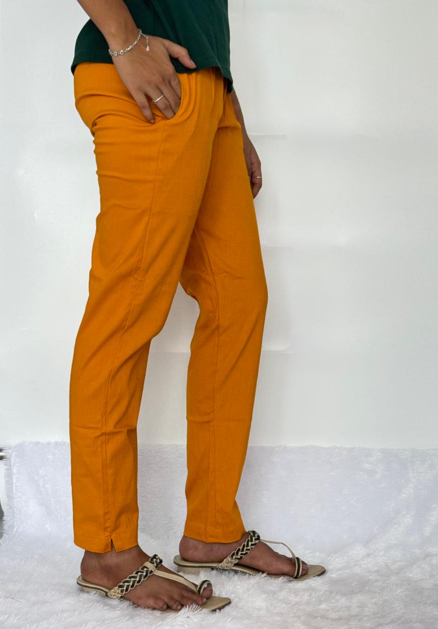 Liva certified Women’s Lycra stretch pants Yellow