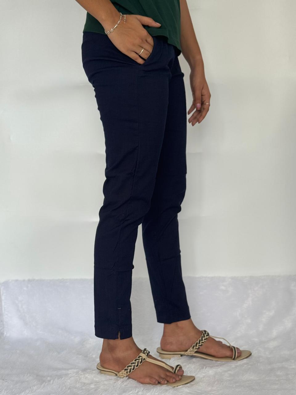 Liva certified Women’s Lycra stretch pants Navy Blue